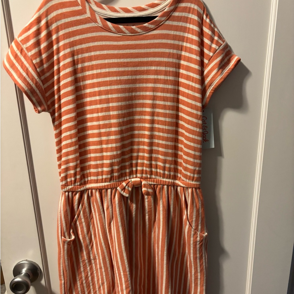 Cat & Jack Casual Orange and Cream Raglan Dress